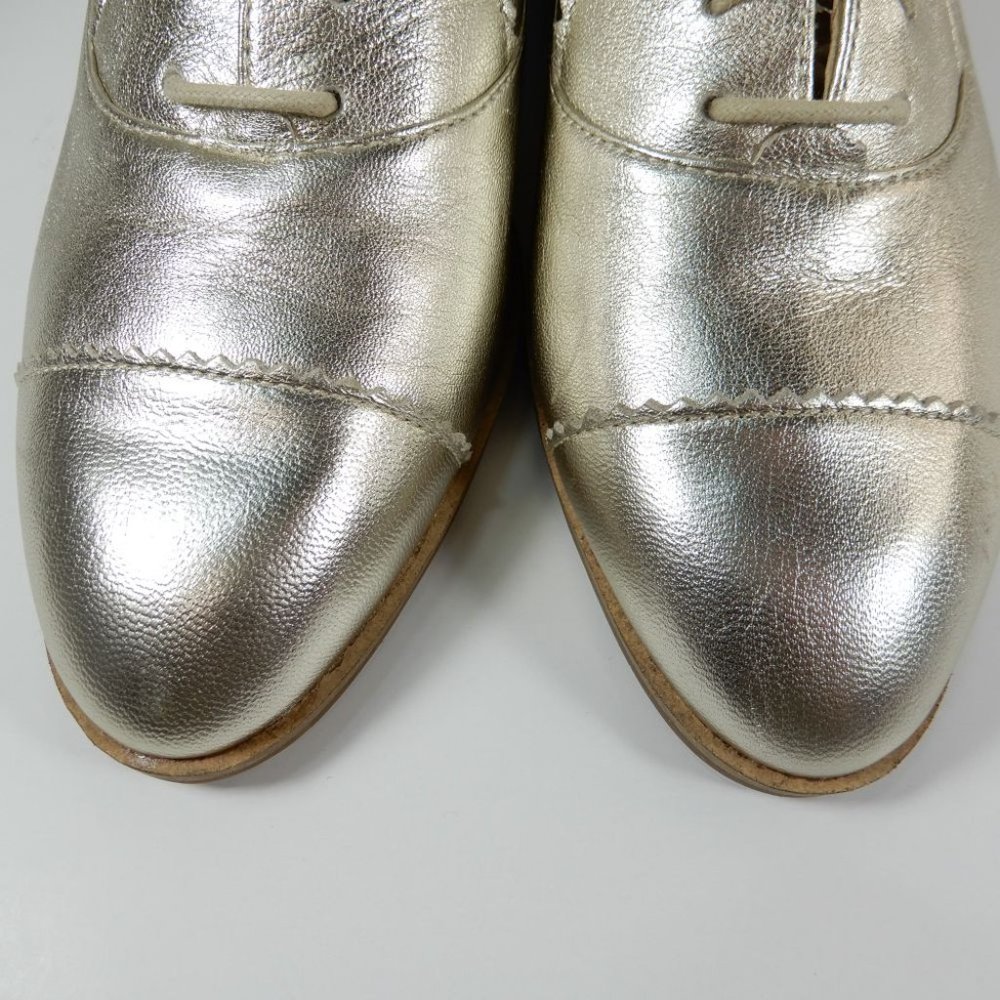 COLE HAAN The Go-to Arden Oxford Shoes Size 6.5 Soft Gold Metallic Leather NEW - Picture 6 of 12